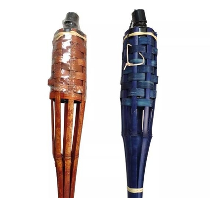Tochas de bambu de 150 cm para decoração ao ar livre com tampas latas de óleo de metal