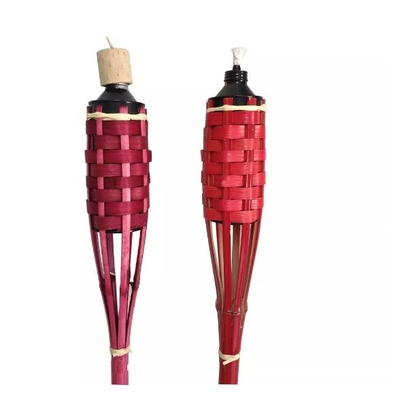 Tochas de bambu de 150 cm para decoração ao ar livre com tampas latas de óleo de metal