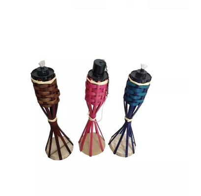 Tochas de bambu de 150 cm para decoração ao ar livre com tampas latas de óleo de metal
