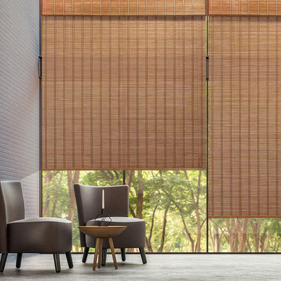 A privacidade manual de bambu exterior interna da lâmina de Sun da janela das cortinas de rolo do caramanchão drapeja