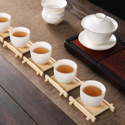 Pousa-copos natural do uísque de Tray Bamboo Wood Mat Dressed do café para a bebida