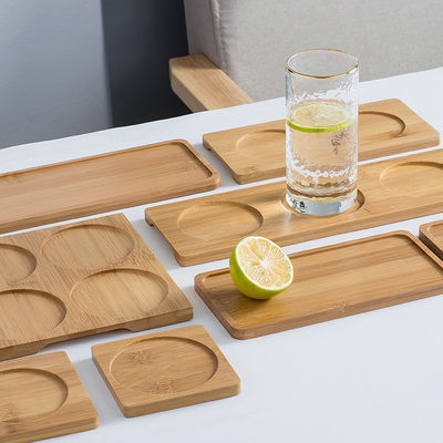 Pousa-copos natural do uísque de Tray Bamboo Wood Mat Dressed do café para a bebida