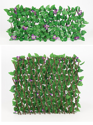 Planta verde plástica decorativa Mat Panel Artificial Leaves Fence para exterior