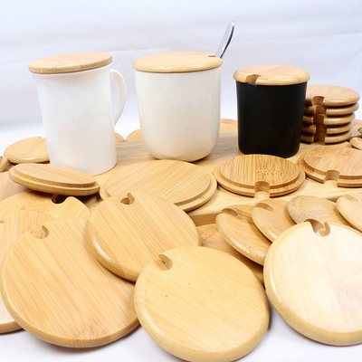 as tampas de bambu de 8.5cm escapam frascos da vela da prova com silicone colorido Ring Size Customized