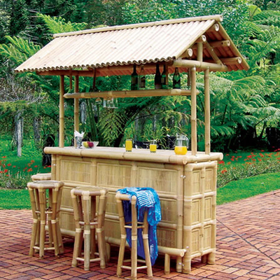 Tiki Bar Patio Outdoor Bar, Set de Bambu, Tiki Bar Islander