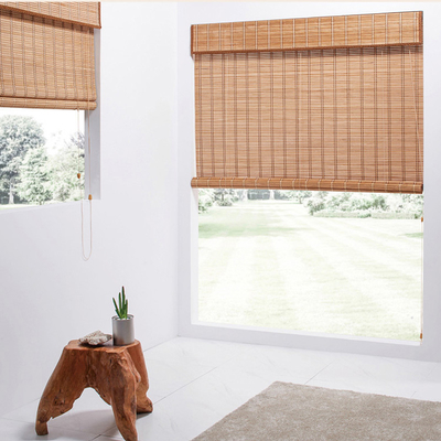 Cortinas exteriores de bambu cegas de bambu de filtração leves do rolo do Matchstick do rolo acima