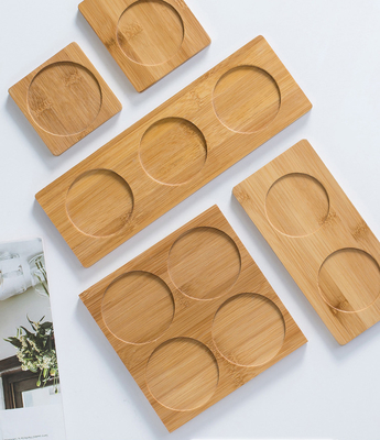 As pousas-copos de bambu de 6 blocos 9cm dão forma circularmente ao laser Logo Bar Home Cup Coasters