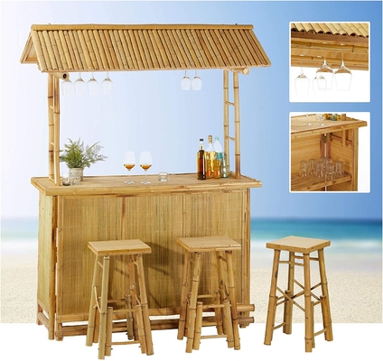 Tiki Bar Patio Outdoor Bar, Set de Bambu, Tiki Bar Islander