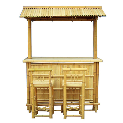 Bamboo Tiki Bar Set com telhado de bambu para quintal e jardim Mobiliário para entretenimento ao ar livre
