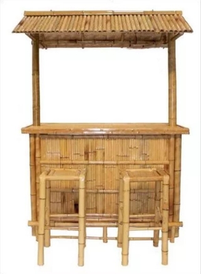 Bamboo Tiki Bar Set com telhado de bambu para quintal e jardim Mobiliário para entretenimento ao ar livre